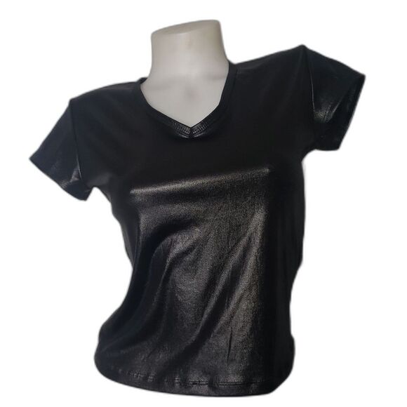 Tops - Vintage 80's 90's  Z.RO Black Leather Look Open Back Top Juniors Size Medium
